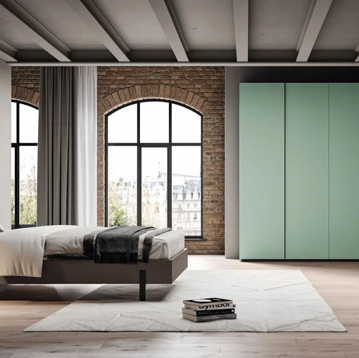 Armadio Ardecò Profilo Menta in laccato opaco di Spagnol Mobili