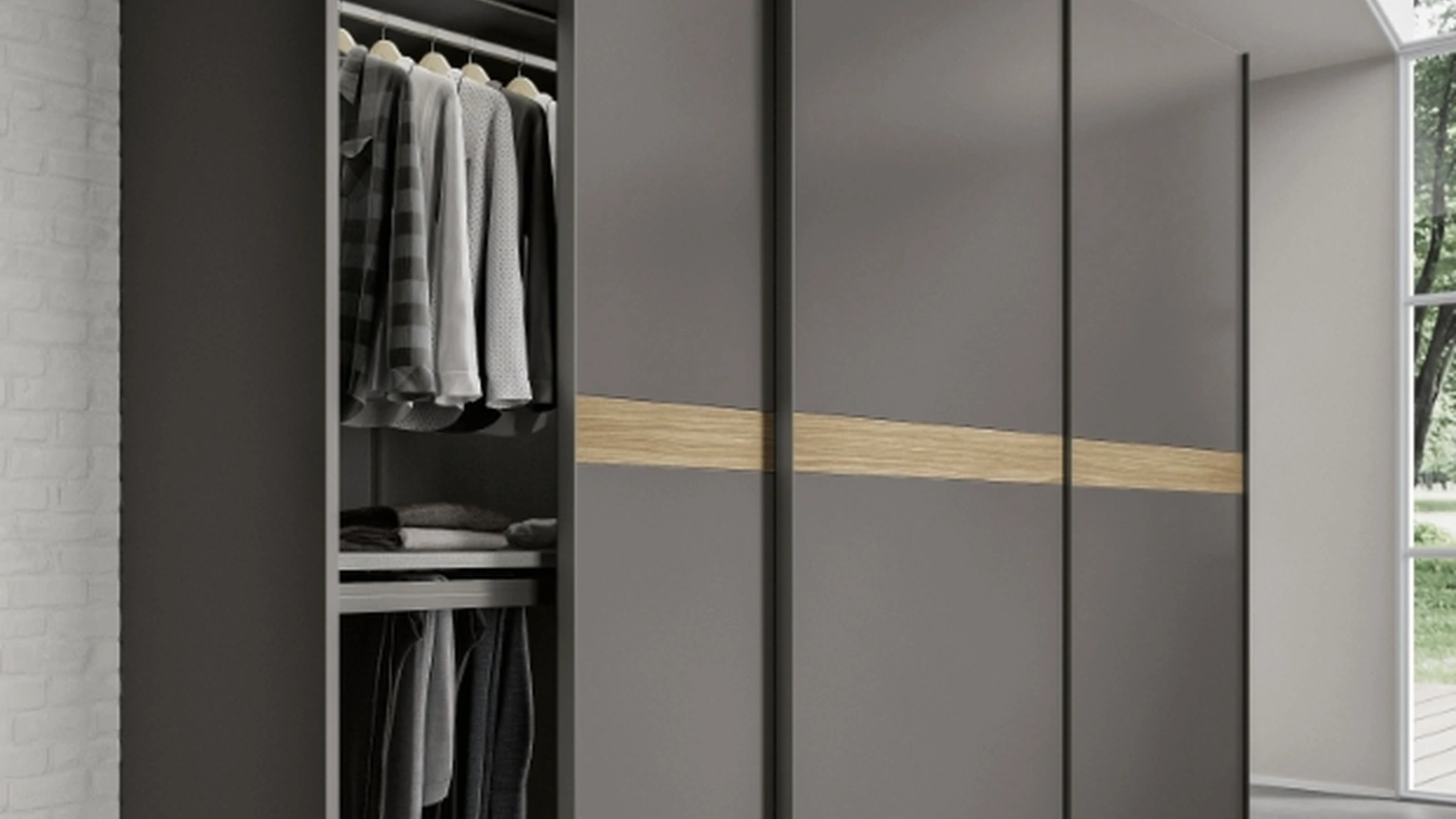 Armadio Ardecò Scala in laccato Grafite di Spagnol Mobili