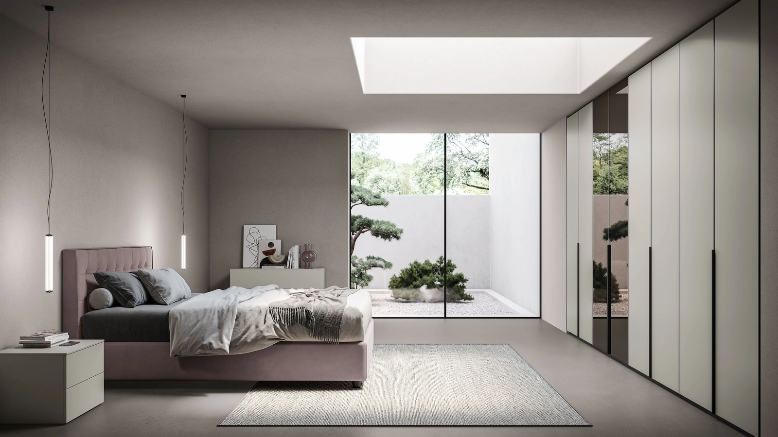 Armadio Ardecò Unica Grigio Londra e Specchio di Spagnol Mobili