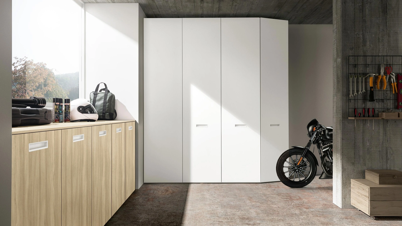 Armadio Intermezzo per garage in laccato Bianco opaco di Adok