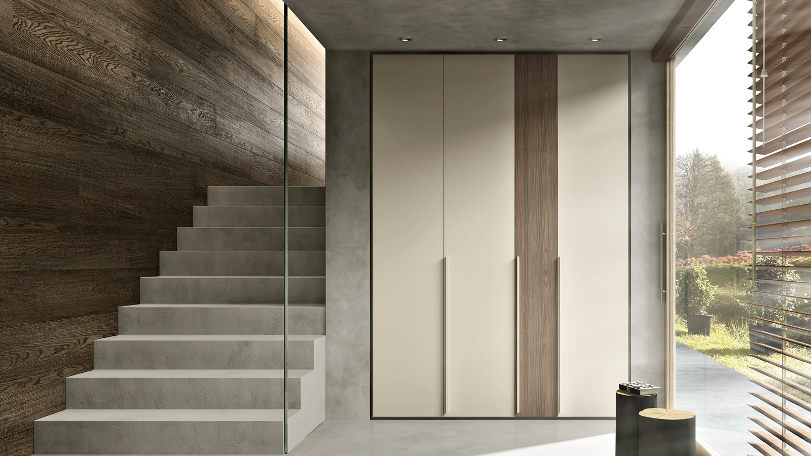 Armadio Intermezzo Vano Lavanderia in laccato Tortora e melaminico Noce Louisiana di Adok