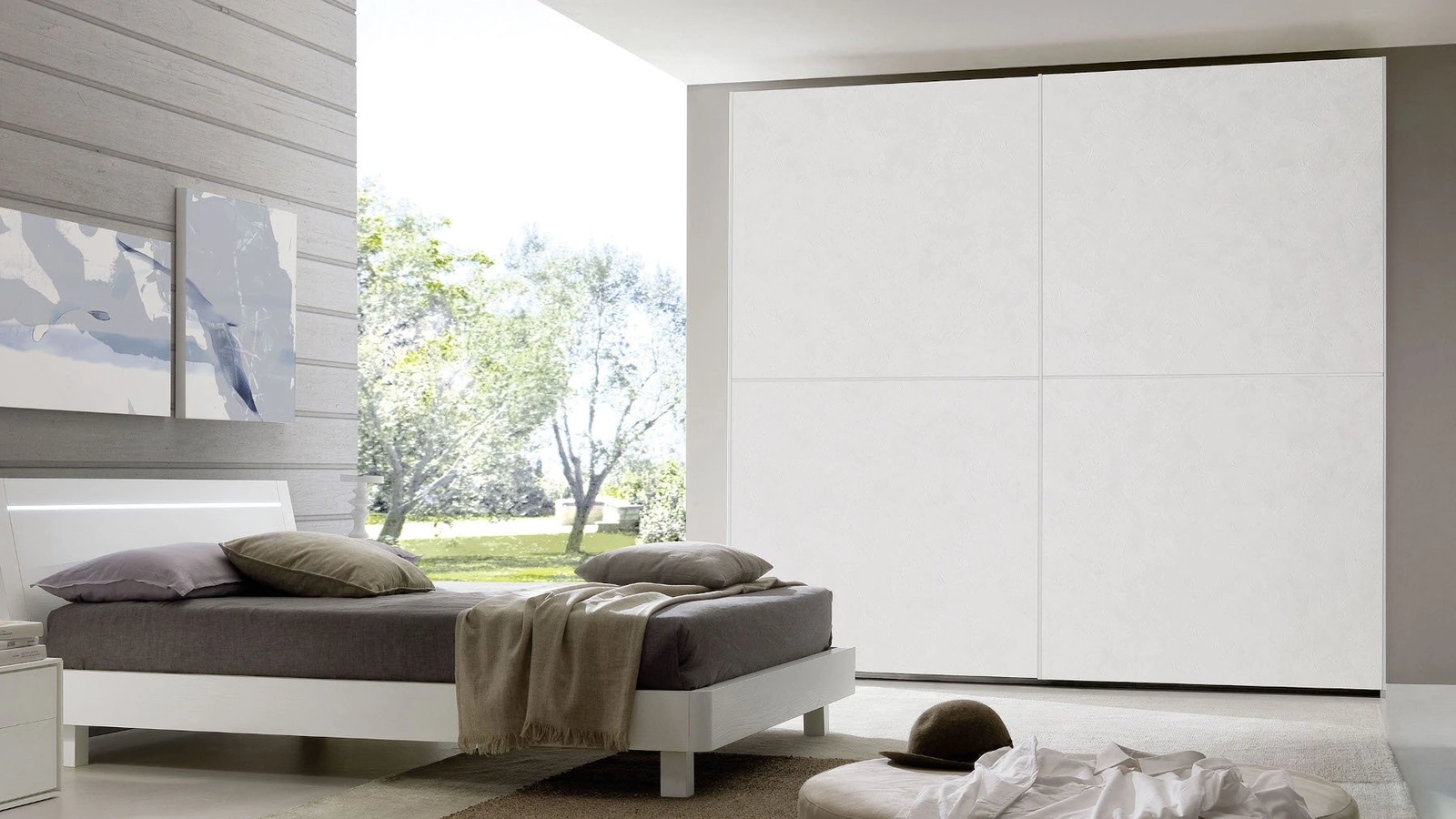 Armadio con ante scorrevoli Basic Maxi finitura cemento bianco di S75