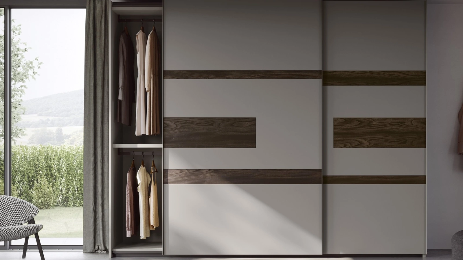 Armadio con ante scorrevoli e porta TV Emotion di Fimar