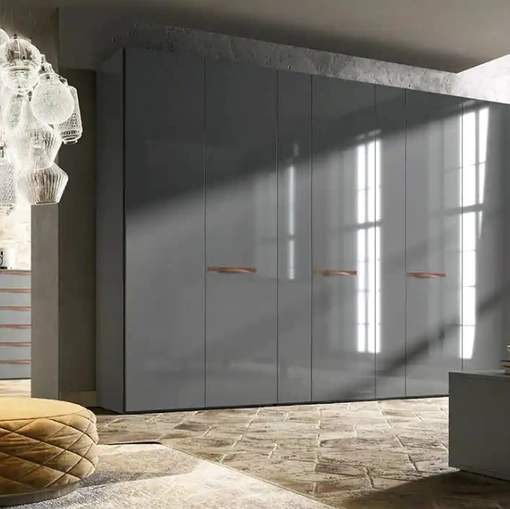 Armadio con ante battenti Libeccio B355 laccato lucido ardesia di Moretti Compact Giorno Notte