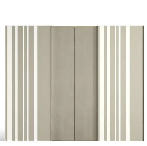 Armadio con ante scorrevoli e battenti Libeccio e Levante Strip C254 in vetro e laccato di Moretti Compact Giorno Notte