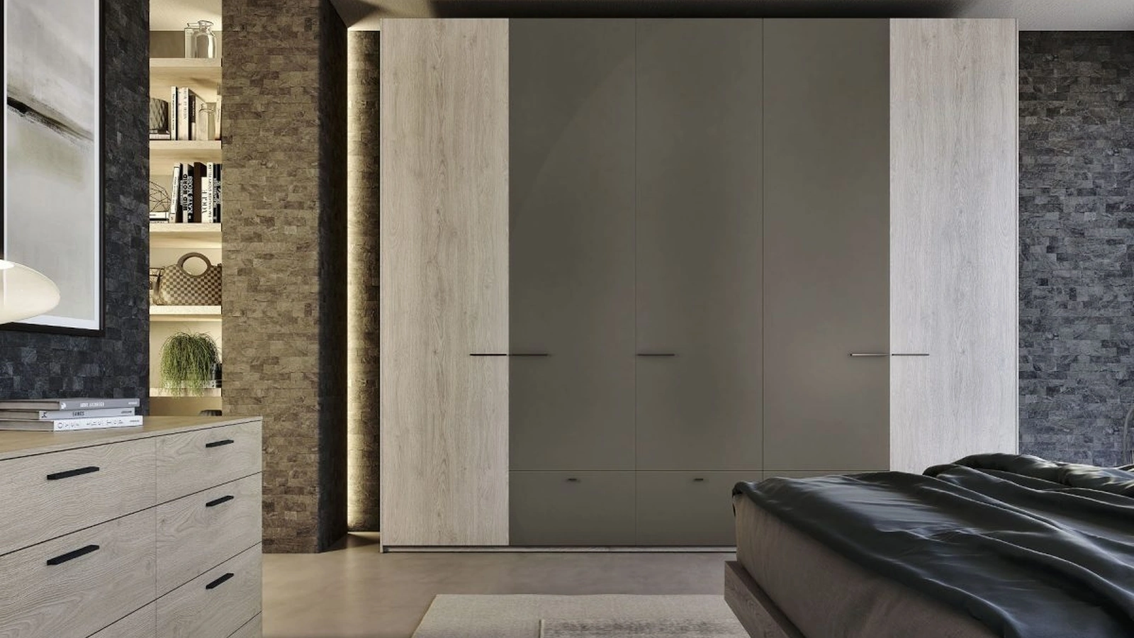 Armadio con ante battenti finitura fumé Quadro di S75