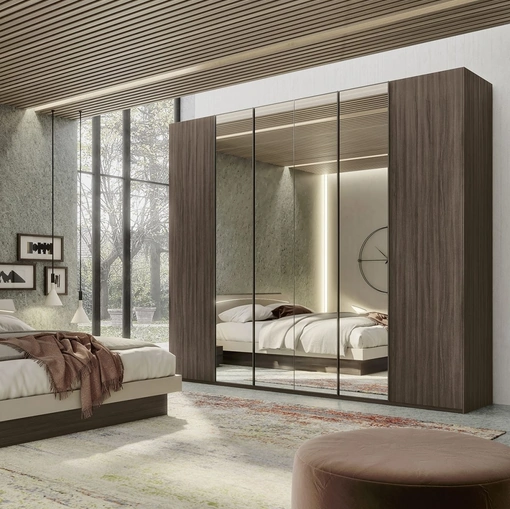 Armadio con ante battenti Quadro Steel con specchi di S75