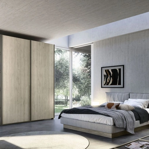 Armadio con 2 ante scorrevoli e un modulo laterale battente Quadro Steel Plan 90 di S75