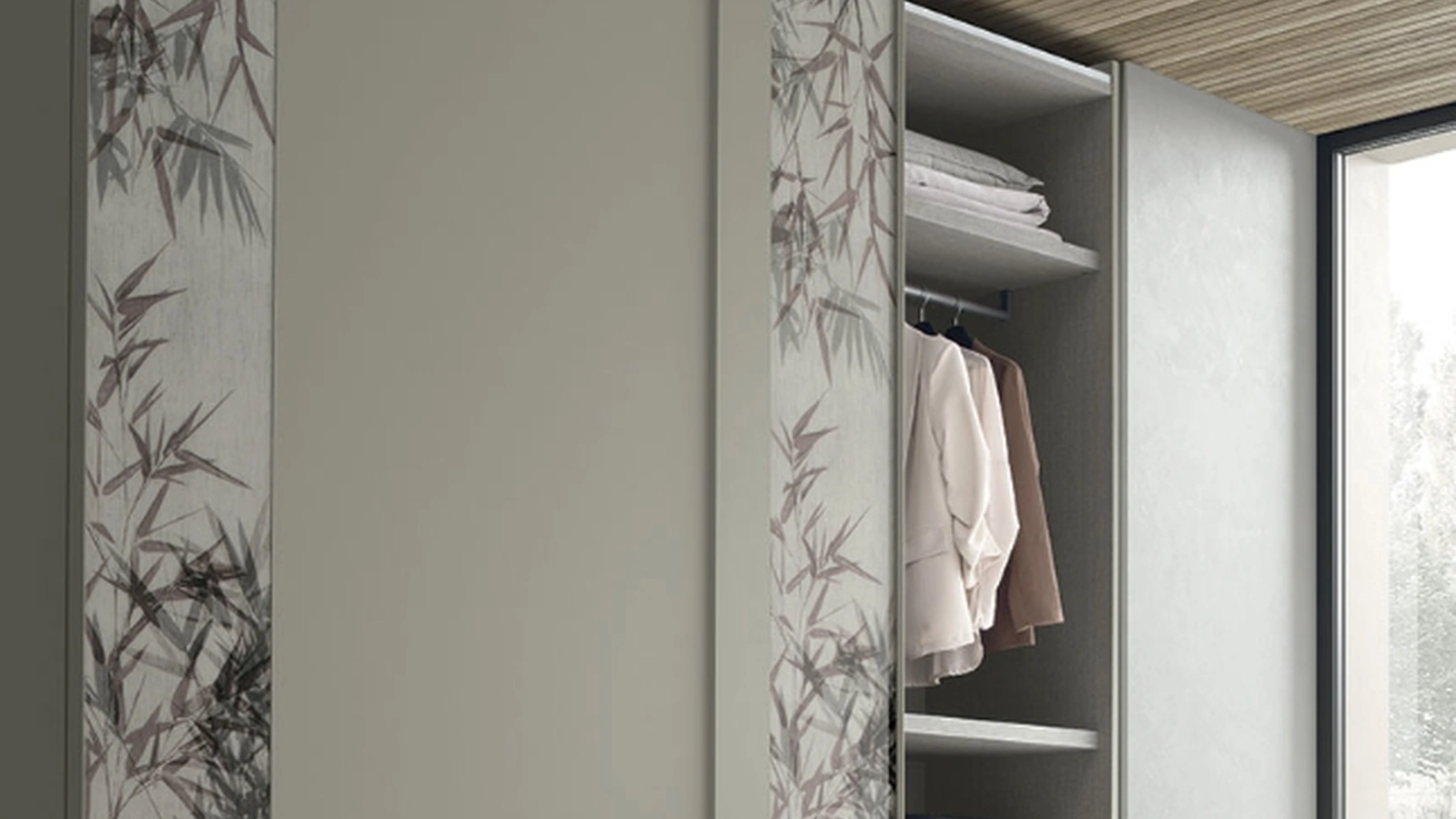 Armadio con ante scorrevoli Strip in laccato con fasce in vetro di Tomasella