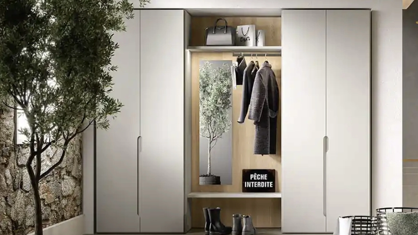 Armadio con ante battenti Utility Ambra U456 di Moretti Compact Giorno Notte