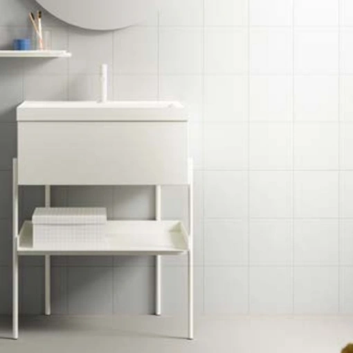 Mobile da Bagno in laccato opaco Bianco con struttura in metallo Industrial 02 Essential White di Ardeco