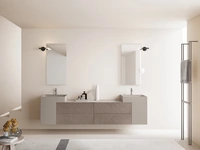 Mobile da Bagno con doppio lavabo Vintage 03 Elegant Sand in melaminico Malta Visone con serigrafia e laccato Lino opaco di Ardeco