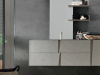Mobile da Bagno sospeso Wector 03 in melaminico Malta Grigio con maniglie in Rovere fumé di Ardeco