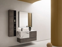 Mobile da Bagno sospeso in nobilitato effetto legno con vasca in HPL effetto marmo B-GO BG011 di Compab