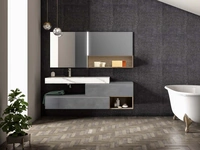 Mobile da Bagno sospeso in laccato metallico piombo Lapis 05 di Birex