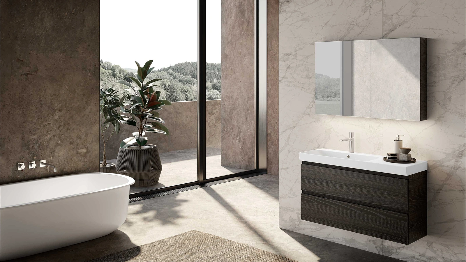 Mobile da Bagno sospeso Block System Set-Up C35 di Baxar