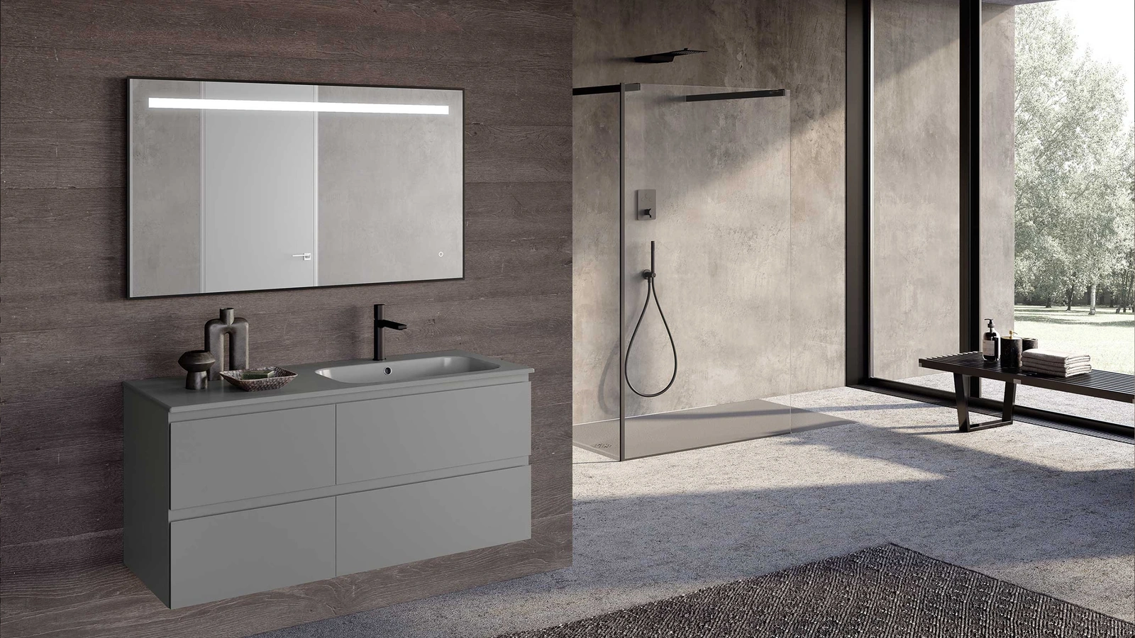 Mobile da Bagno sospeso Block System Slim C31 di Baxar