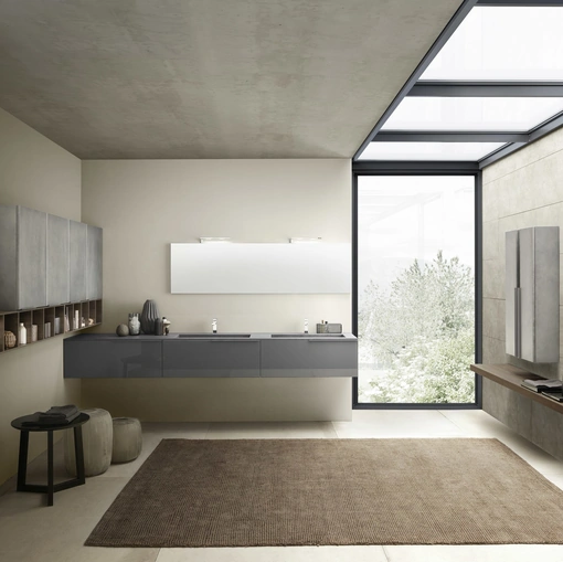Mobile bagno sospeso M1 System C105 in laccato lucido Grigio Grafite di Baxar