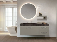 Mobile da Bagno sospeso in laccato grigio seta e top in HPL composizione Classic 01 di Licor Design
