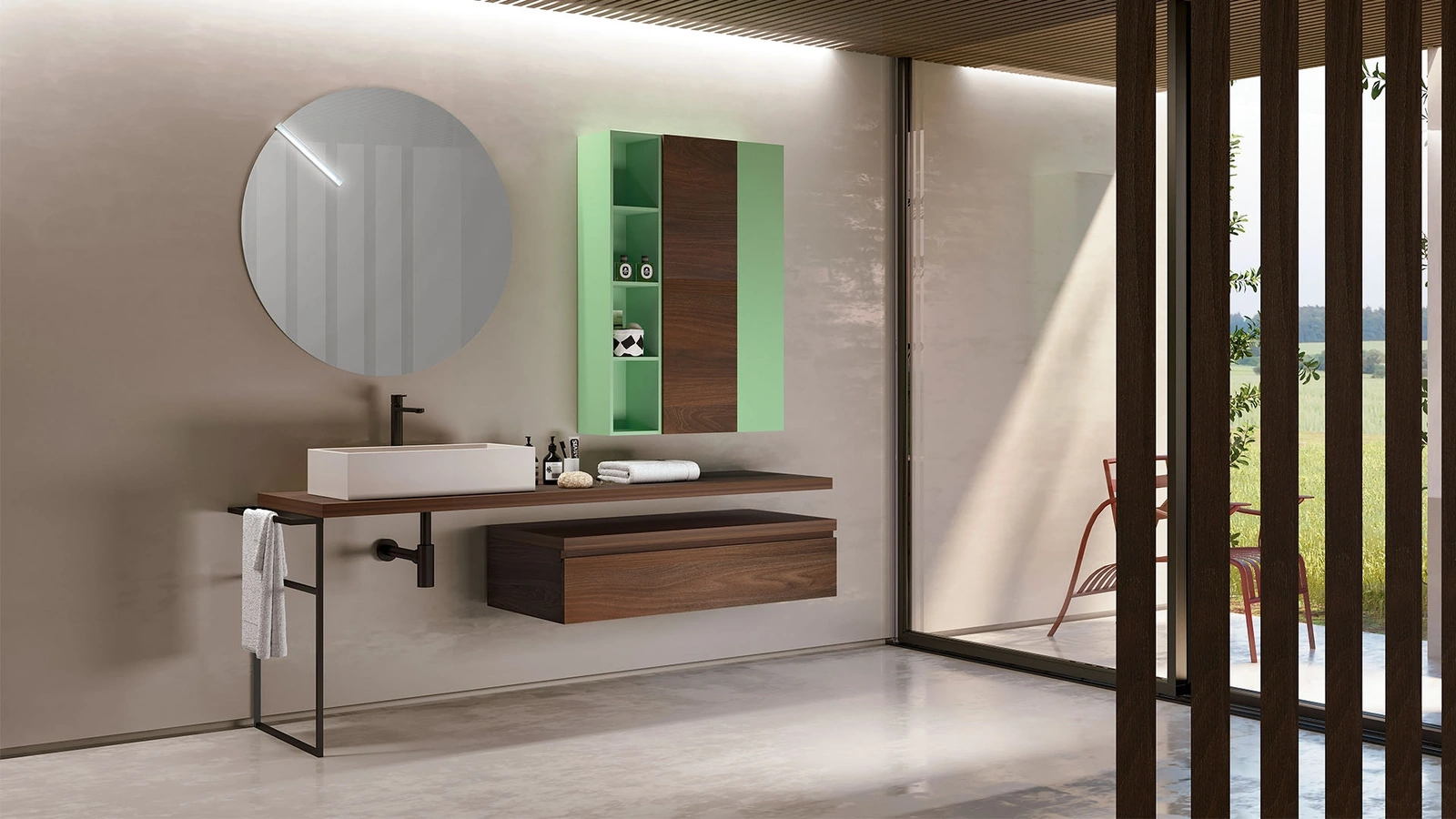 Mobile da Bagno in melaminico e laccato composizione Happy 03 di Licor Design