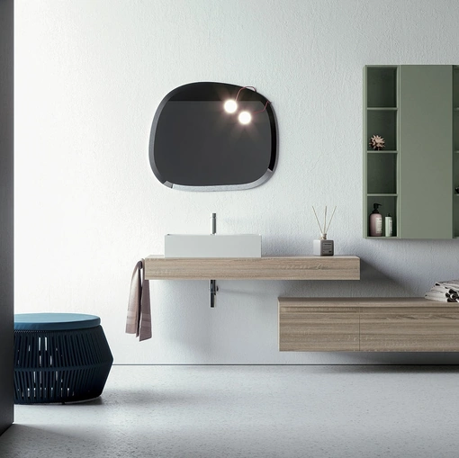 Mobile da Bagno sospeso in melaminico e laccato opaco composizione Happy 10 di Licor Design