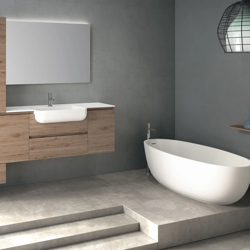 Mobile da Bagno sospeso in melaminico composizione Happy 14 di Licor Design