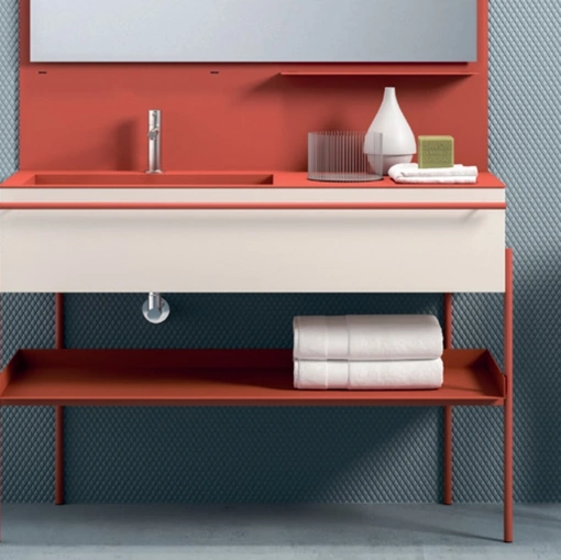Mobile da Bagno in laccato opaco Burro e Mattone con struttura in metallo Industrial 07 Coral Vibes di Ardeco