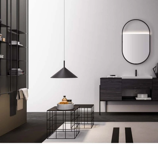 Mobile da Bagno Industrial 06 Urban Contrast in melaminico Paulownia Nero con base in metallo di Ardeco