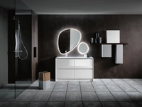 Mobile Bagno da appoggio in laccato bianco lucido e lavabo in Mineralguss INK NK09 di Compab