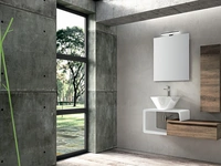 Mobile da Bagno sospeso in melaminico e laccato bianco lucido composizione Jolly 02 di Licor Design