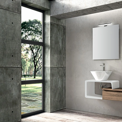 Mobile da Bagno sospeso in melaminico e laccato bianco lucido composizione Jolly 02 di Licor Design