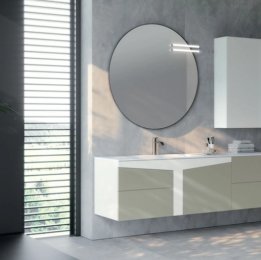 Mobile da Bagno sospeso composizione K103 in laccato opaco di Licor Design