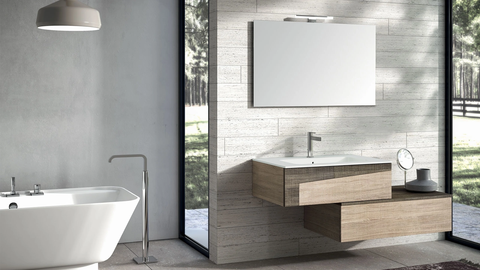 Mobile da Bagno sospeso in melaminico composizione K108 di Licor Design