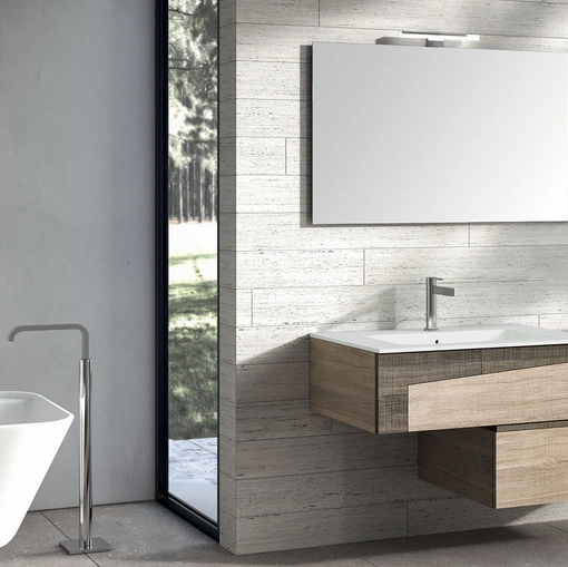 Mobile da Bagno sospeso in melaminico composizione K108 di Licor Design