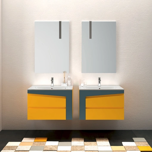 Mobile da Bagno sospeso in laccato opaco composizione K106 di Licor Design