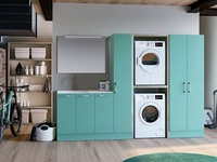 Mobile da Bagno per lavanderia in laccato opaco verde chiaro composizione Laundry 04 di Licor Design