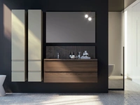 Mobile da Bagno sospeso composizione Happy 04 in melaminico con top in marmo e pensili in laccato di Licor Design