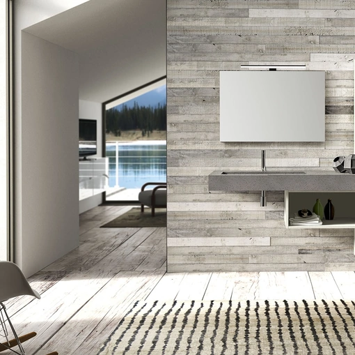 Mobile da Bagno sospeso composizione Happy 08 in melaminico ed ecomalta di Licor Design