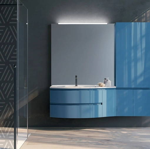 Mobile da Bagno sospeso in laccato lucido composizione Happy 11 di Licor Design