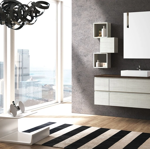 Mobile da Bagno sospeso in melaminico composizione Happy 16 di Licor Design