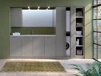 Mobile da Bagno per lavanderia composizione Laundry 01 in laccato opaco grigio platino di Licor Design