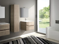 Mobile da Bagno sospeso in melaminico effetto legno graffiato composizione Onda 04 di Licor Design