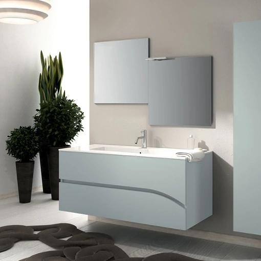 Mobile da Bagno sospeso in laccato grigio composizione Onda 07 di Licor Design