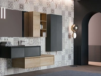 Mobile da Bagno sospeso in melaminico ossido e quercia composizione Q45 02 di Licor Design