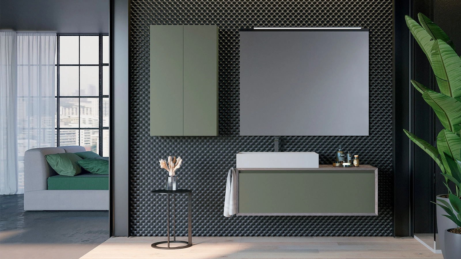 Mobile da Bagno sospeso in laccato opaco e HPL composizione Q45 03 di Licor Design