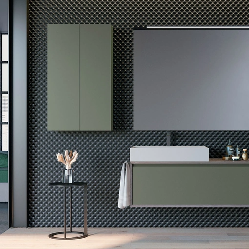 Mobile da Bagno sospeso in laccato opaco e HPL composizione Q45 03 di Licor Design