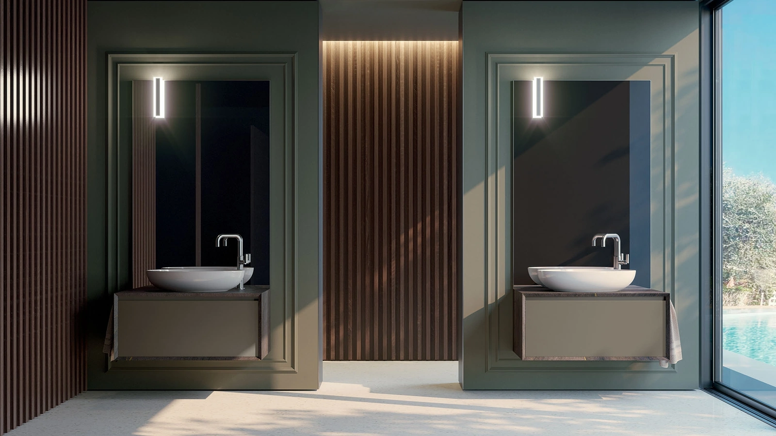Mobile da Bagno sospeso composizione Q45 07 in laccato opaco e HPL di Licor Design