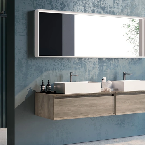 Mobile da Bagno sospeso in melaminico frassino composizione Q45 09 di Licor Design