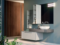 Mobile da Bagno sospeso in melaminico effetto cemento chiaro e scuro composizione Q45 11 di Licor Design
