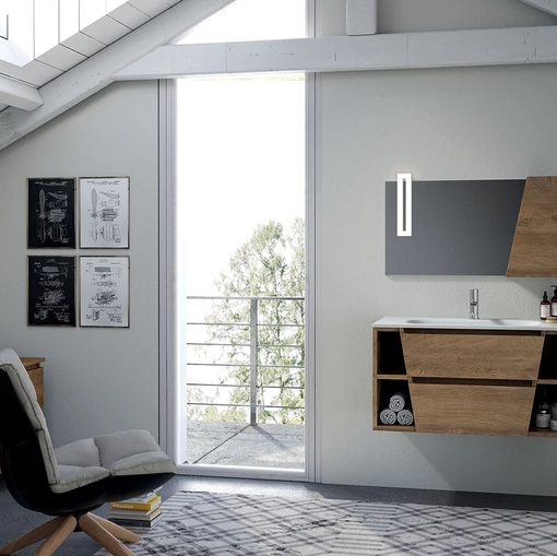 Mobile da Bagno sospeso in melaminico quercia composizione Seven 08 di Licor Design